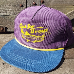 ThatsRad 'Out For Trout' Corduroy Snapback Hat – Fly Fishing Cap, Adjustable, White - View #8