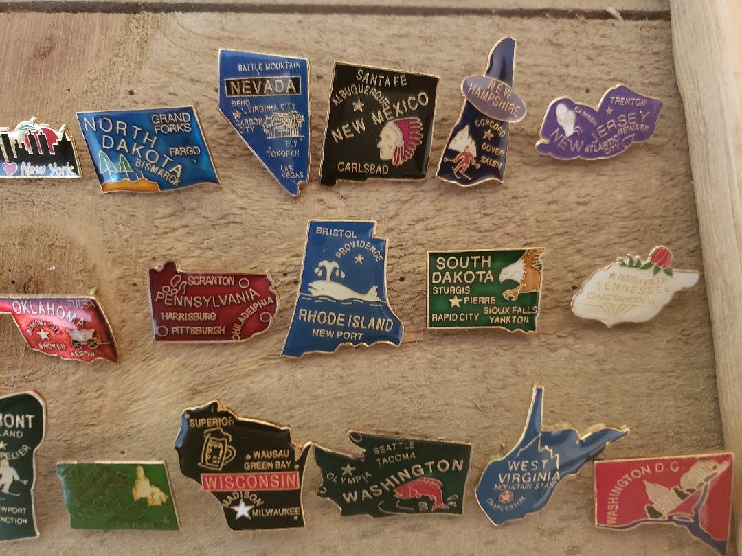 Vintage State Enamel Lapel Pin Pinback Hat Cap Pins