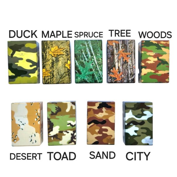 camouflage cigarette case Camo Cigarette Case Weatherproof Plastic Push Flip Open King Size Duck  Trout Fishing Hunting
