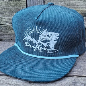 Drifter Trout Fly Fishing Corduroy  Snapback  Hat Cap Drift Rope