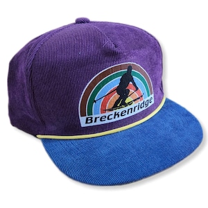 Ski Resort Skiing Corduroy Snapback Hat Cap Rope