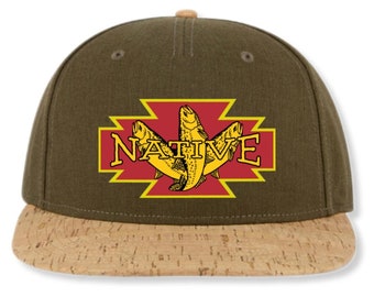 Native Forelle Azteken Kork Forelle Fliegenfischen Snapback Trucker Hut Mütze Fliegenfischen