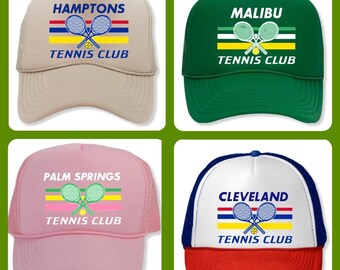 Custom Tennis Club Retro Stripe  Hat Trucker Snapback Hat Cap