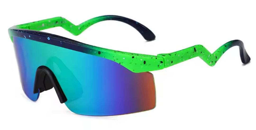 Vintage 80's Neon Paint Splat Zig Zag Mirror Sunglasses Vintage 80's Neon Paint Splat Zig Zag Mirror Sunglasses