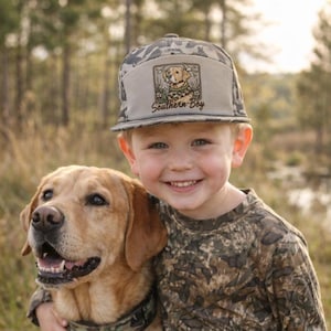 Gorra de camuflaje de pato de 7 paneles para niños, ajustable, con cierre a presión, para jóvenes y niños pequeños