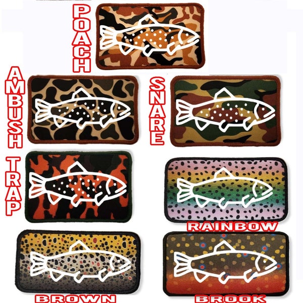 Trout Skin Camouflage Patch Camo  Hat Jacket Fly Fishing Rainbow Brown