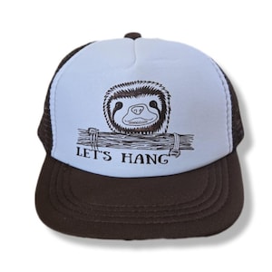 Toddler Sloth Let&#39;s Hang Snapback Trucker Hat Cap Children