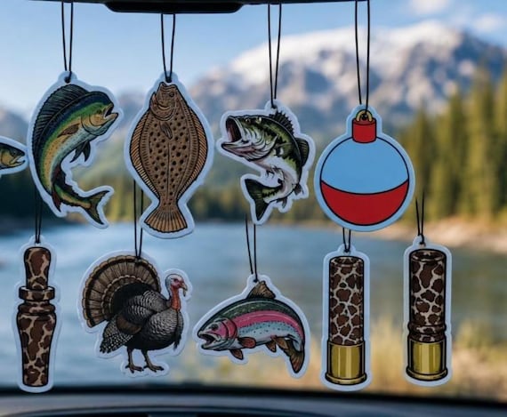 Duck Car Air Freshener Hunting Christmas Stocking Stuffer Dove Turkey Trout Fishing Pheasant Call Shotgun Walleye Bass Fly Pointer Camo