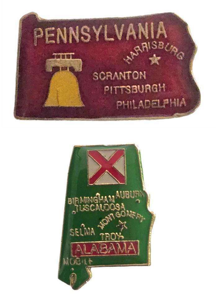 Vintage State Enamel Lapel Pin Pinback Hat Cap Pins