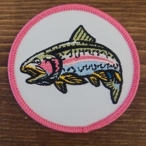 Embroidered  Rainbow Trout Patch Fly Fishing Hat Jacket Fish Iron on