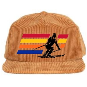 Toddler Corduroy Ski Snowboard Hat Cap Kids Boys Skiing Retro Winter Snow