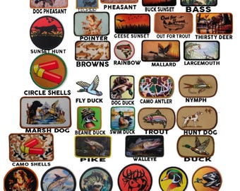 Nature Fishing Hunting  Patch  Hat  Blanks Embroidery Sublimation Patches Duck Fly