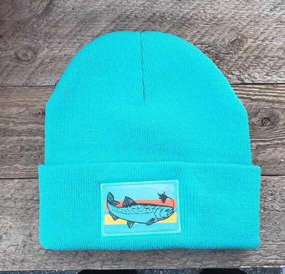 Winter Knit Trout Beanie Hat Cap Patch 