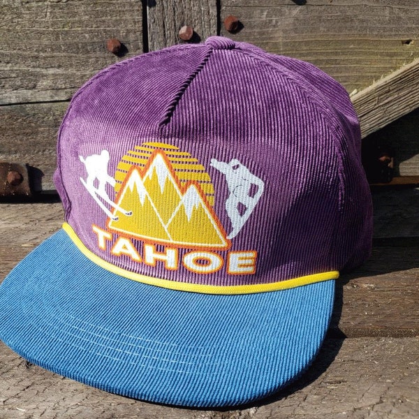 Tahoe Ski Snowboard Lake California Corduroy Snapback Hat Cap 4 ColorsRope Rope