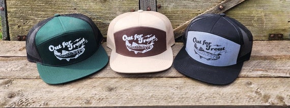 7 Panel Out for Trout Fly Fishing Snapback Hat Cap 