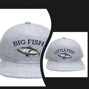 Matching Big Fish Little Fish  Baby Toddler Adult Dad   Trucker Hat Cap Infant Boys Adjustable Snapback Father&#39;s Day