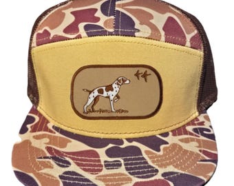 Kids 7 Panel Camo Pointer Dog  Hat Cap Boys Adjustable Snapback Youth Toddler Boys