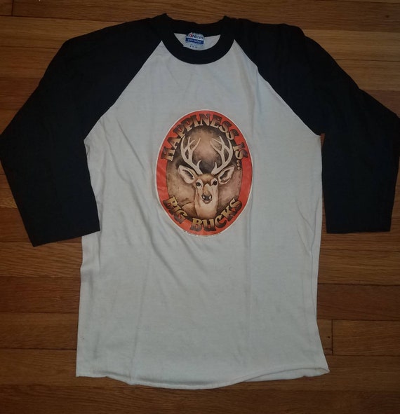 Vintage Happiness is Big Bucks 3/4 Sleeve Jersey Ragaln T