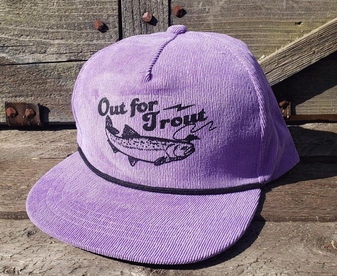 ThatsRad 'Out For Trout' Corduroy Snapback Hat – Fly Fishing Cap, Adjustable, White - View #9