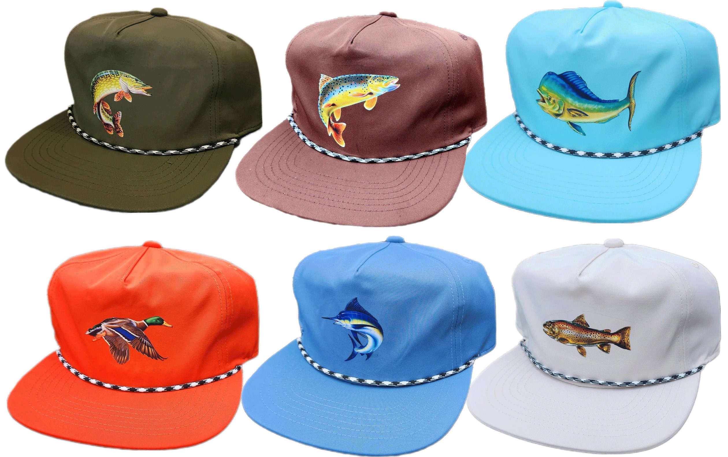 Fish Fishing Nylon Rope Snapback Hat Cap Offshore Trout Pike Bass -   Australia