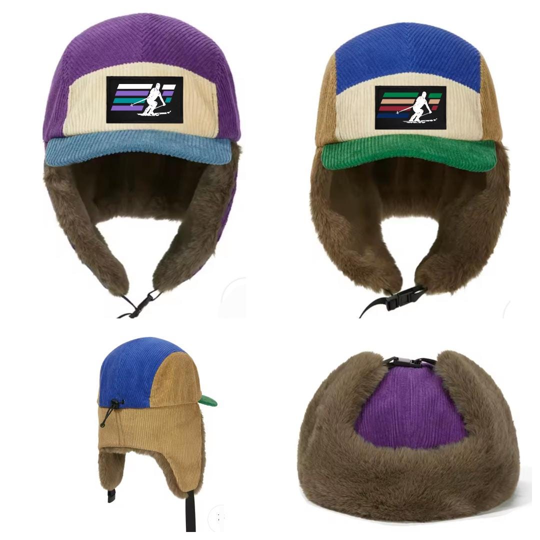 Corduroy Ski Skiing Trapper Ear Flap Hat Cap Snowboard Bomber - Etsy