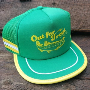 Out For Trout Fly Fishing 3 Stripe Snapback Trucker Hat Cap