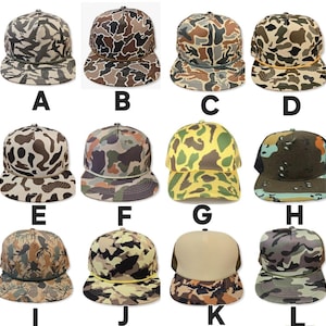 Blank Camo Camouflage Hat Cap Snapback Variety of Patterns Adult