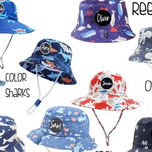 Custom Name Ocean Toddler Kids Baby Bucket Hat UPF 50 UvV Sun Beach Summer  Fishing Vacation