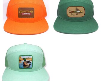 Gorra de camuflaje de 7 paneles con parche personalizado y cierre trasero de camuflaje para caza y pesca