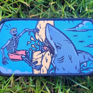 Shark Attack Surfing Surf Anpassad Patch för Hatt Jacka Sommarstrand