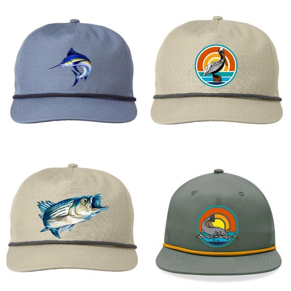 Fish Fishing  Rope Snapback  Hat Cap Offshore Trout Pike Bass