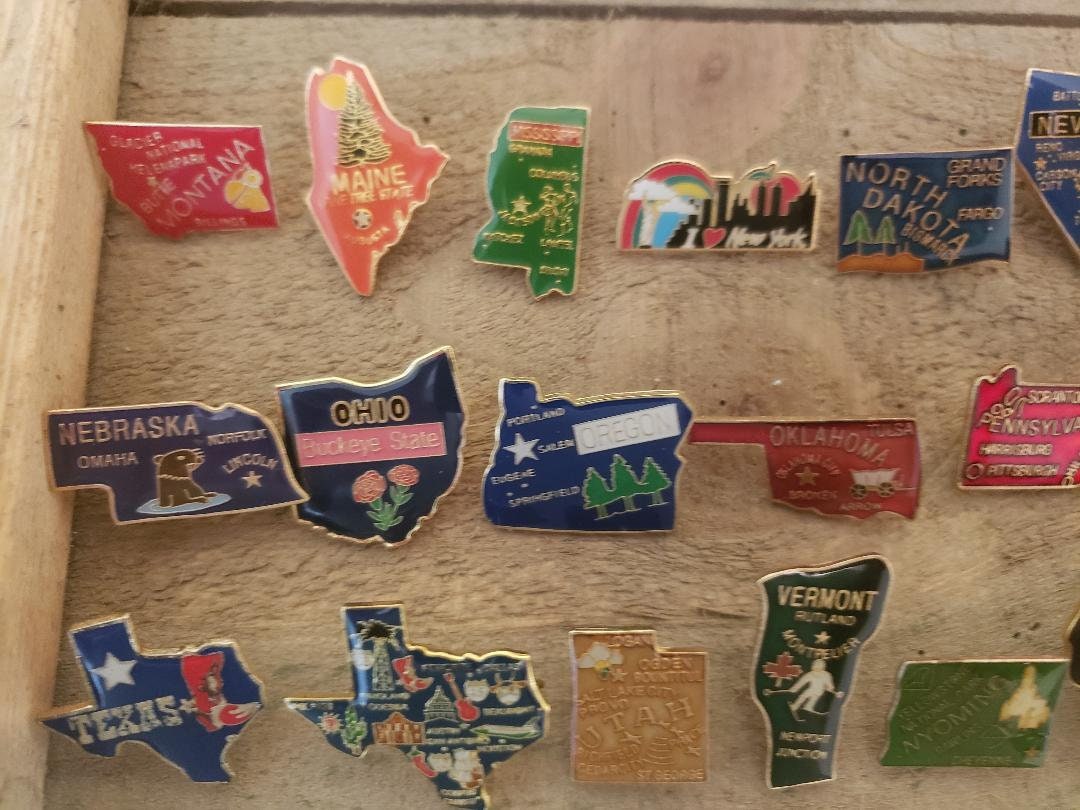 Vintage State Enamel Lapel Pin Pinback Hat Cap Pins