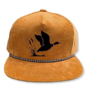 Mallard Duck Corduroy Butterscotch Snapback  Hat Cap Nature Hunting Rope