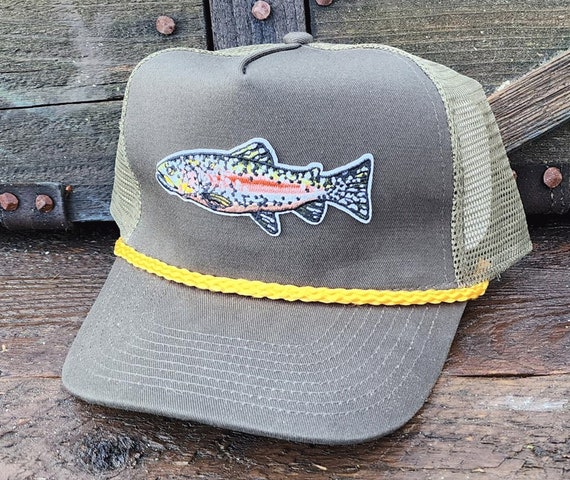 Rainbow Trout Patch Snapback Trucker Hat Cap Mesh Fly Fishing Rope