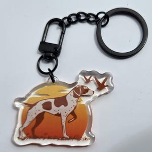 Deutsch Kurzhaariger Zeiger Hund Acryl Schlüssel Schlüsselring Enten Sonnenuntergang