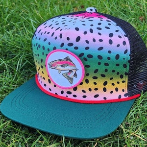 Rainbow Trout Brown  Skin Patch Snapback Trucker Hat Cap Fly Fishing Rope