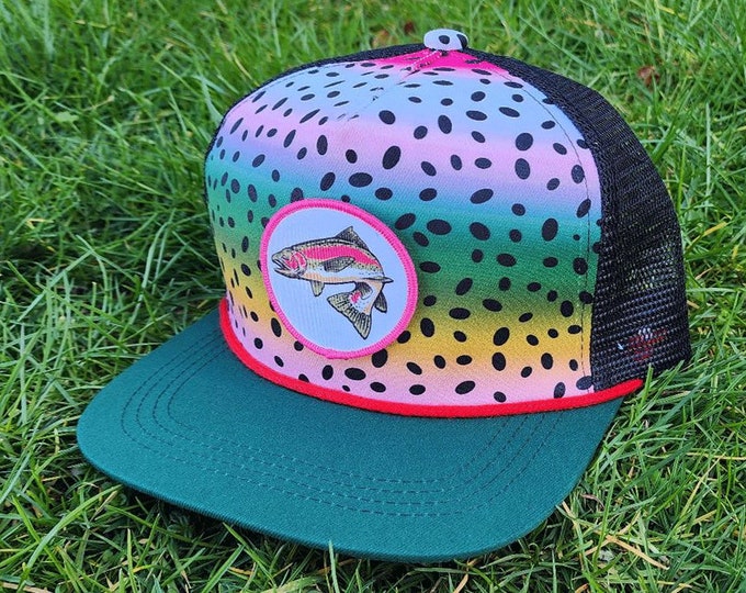 Rainbow Trout Brown  Skin Patch Snapback Trucker Hat Cap Fly Fishing Rope