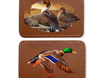 Mallard Duck Pheasant Loon Waterfowl Leather 3x2 Patch  Hat Jacket