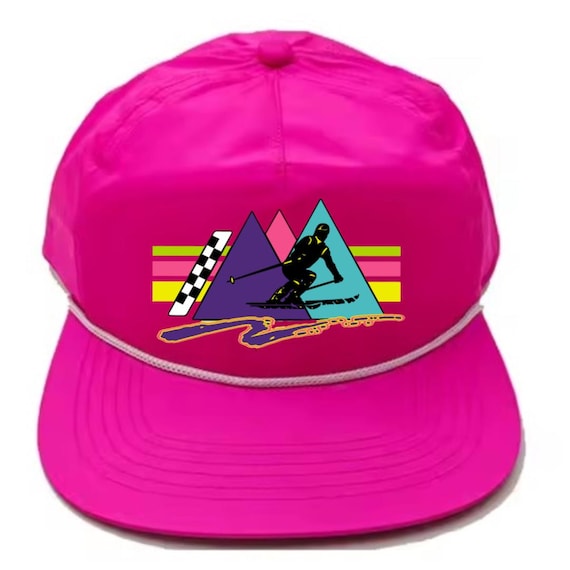 Custom Retro Ski Skiing Rope Slideback Hat Cap 90 display picture 3