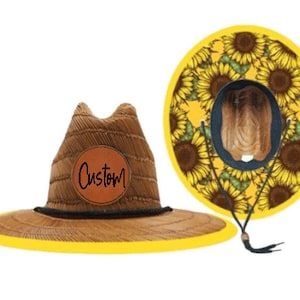 Custom Patch Sonnenblume Gartenarbeit Garten Patch Stroh Rettungsschwimmer Hut Sun Beach Sommer Frauen Damen Gute Vibes Free Spirit Pilz
