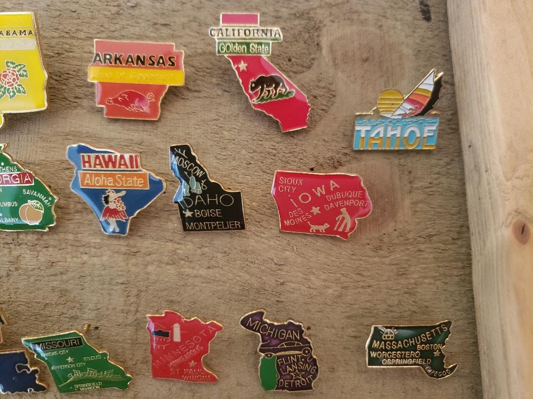 Vintage State Enamel Lapel Pin Pinback Hat Cap Pins
