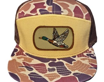 Kids 7 Panel Camo Duck  Hat Cap Boys Adjustable Snapback Youth Toddler Boys