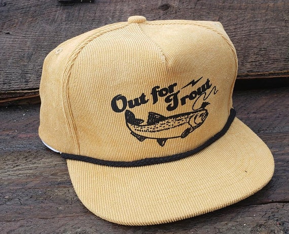 Out for Trout Fly Fishing Corduroy Snapback Hat Cap 4 ColorsRope Rope