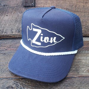 6 Color Options Zion Utah  Snapback  Trucker Hat Cap Mesh Park Arrowhead Rope