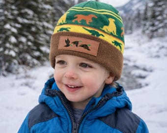 Baby Toddler Duck Dog Custom Name Patch Winter Beanie Hat Cap Kids camo