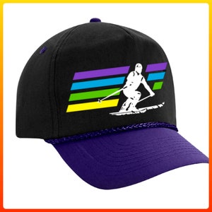 Custom Retro Ski Skiing Rope Snapback  Hat Cap 90&#39;s Resort