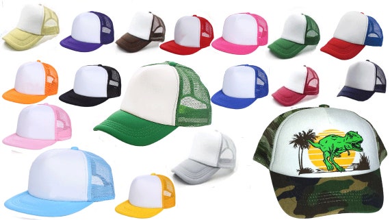 AQOKKA Toddler Baseball Hat With Mesh Adjustable Dinosaur Printed Trucker Hat Outdoor Beach Summer Infant Sun Cap For Kid Boy