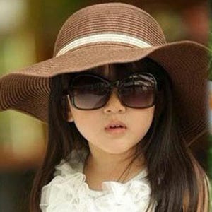 Kid&#39;s Girl&#39;s Toddler Straw Floppy Hat Cap Summer Sun Beach Child Children