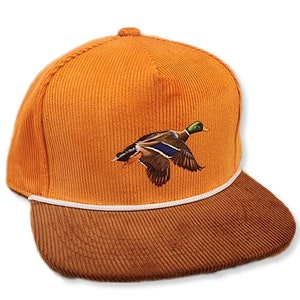 Mallard Duck Corduroy Rope  Snapback  Hat Cap Nature Hunting Waterfowl