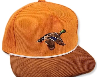 Mallard Duck Corduroy Rope  Snapback  Hat Cap Nature Hunting Waterfowl